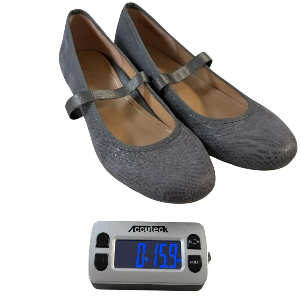 Vionic Joseline Grey Pewter Mary Jane Flats Size 11 Orthotic Comfort Shoes EU 42